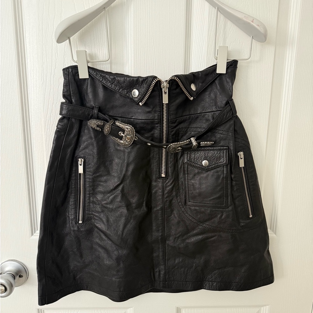 THE KOOPLES SKIRT MOTO SKIRT WITH BELT